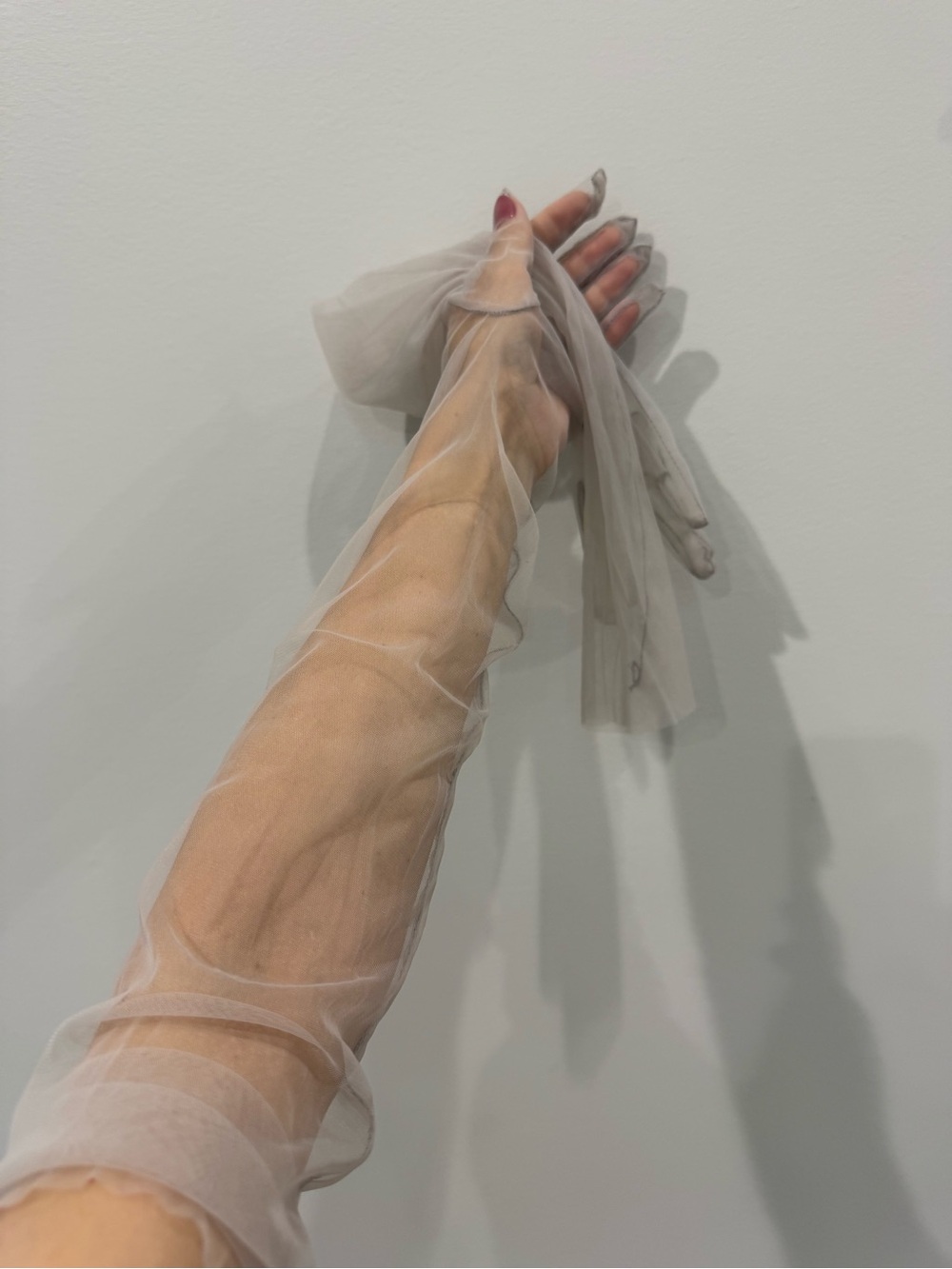 Sheer Long Gloves in Rich Light Gray Taupe - Picture 4 of 14
